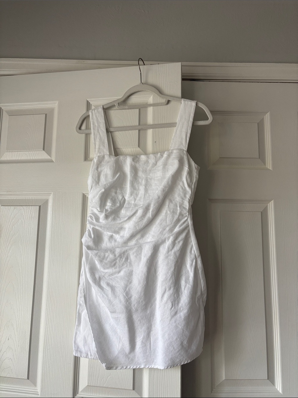 Reformation White Square-Neck Mini Dress